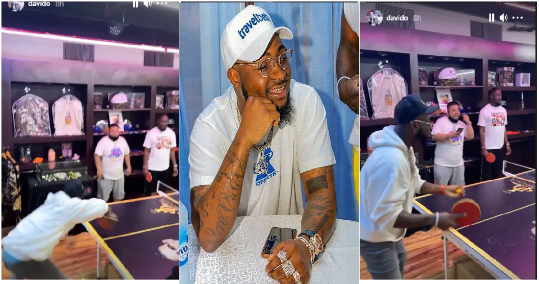 Davido And Jeweller Shows Off Impressive Table Tennis Skills