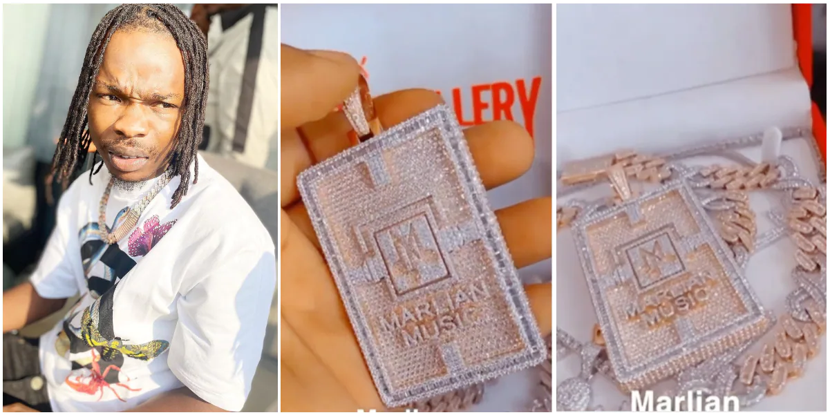 Rapper Naira Marley Flaunts New Diamond-Studded Marlian Music Pendant