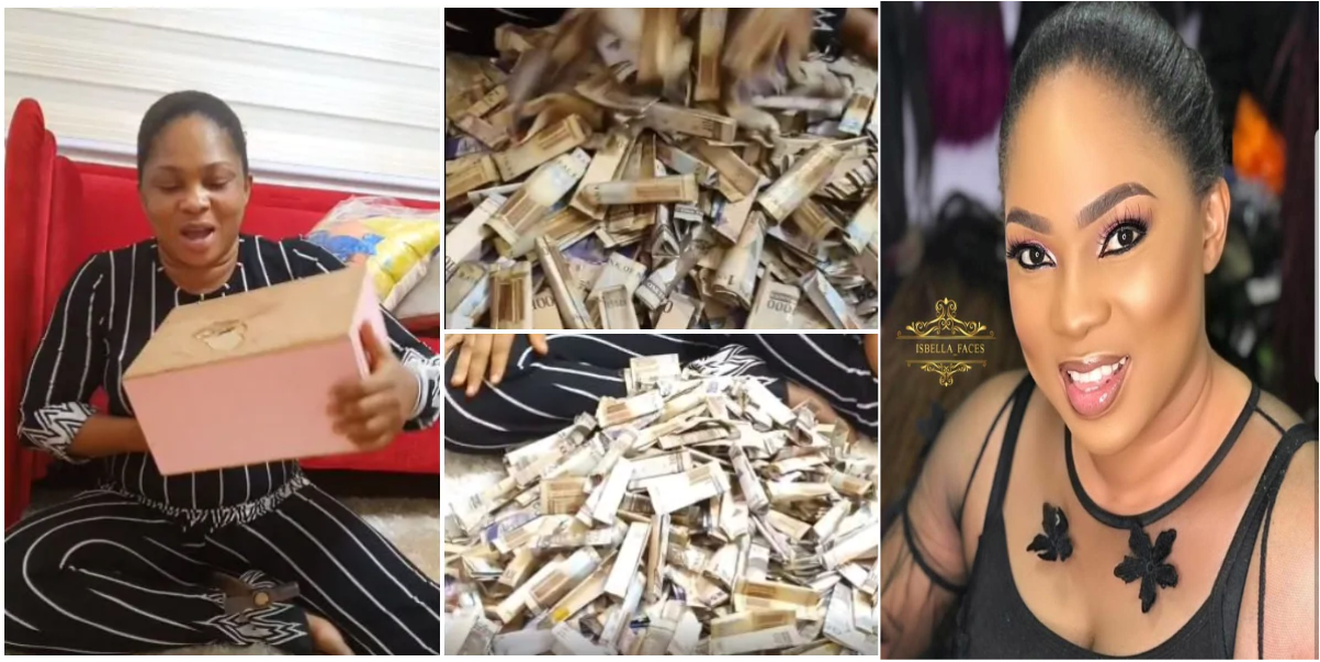 Actress Regina Chukwu Shows Off Money She Was Able To Save In Her Piggy Bank After A Year (Video)