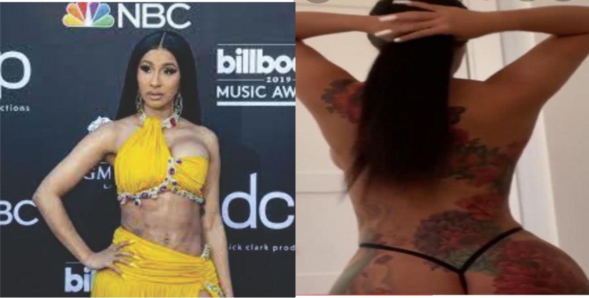 Cardi B Strips Down To Just Her G-string To Show Off Her Massive Back Tattoo (video/Photo)