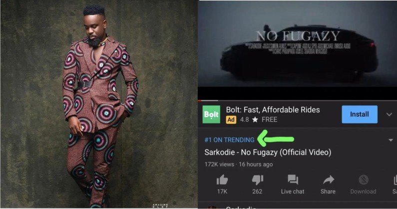 Sarkodie's Hit Song ‘No Fugazy’ Official Video Hits 172k views In Less Than 24 Hours Taking No. 1 Spot On YouTube