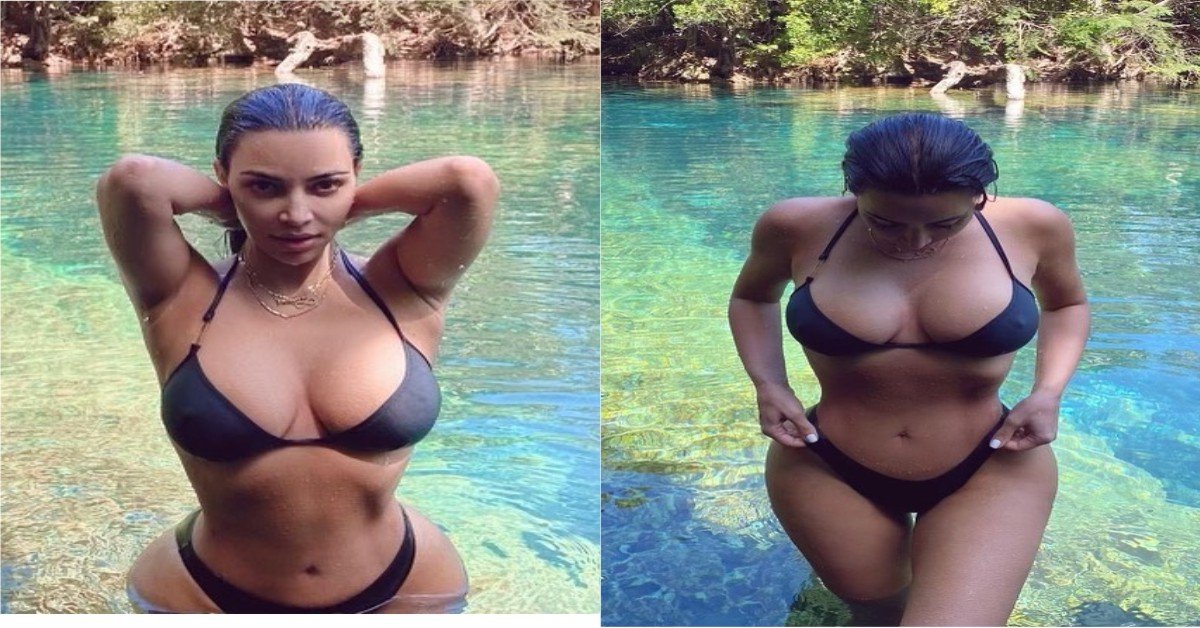 Kim Kardashian Got Fans Talking After She Was Spotted In A Pool With Her Daughter In Bikinis