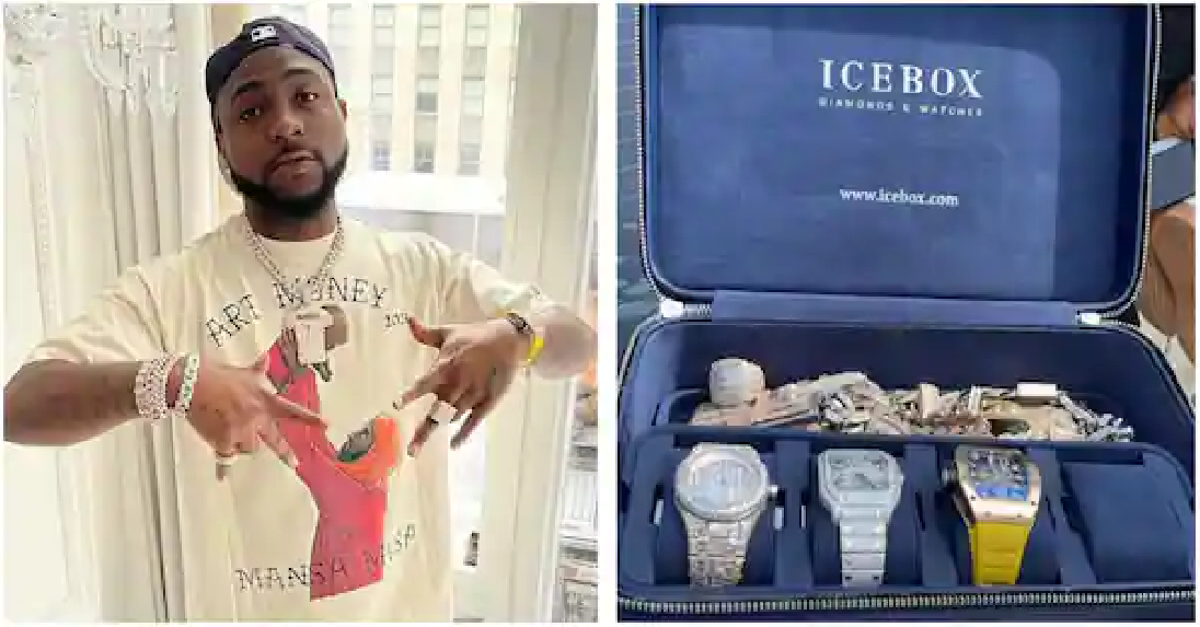 "On a heavy day, I'll be touching like $2m": Davido Says As He Shows Off His Jewelry Box, Which Everything Inside Of It Worth N814m