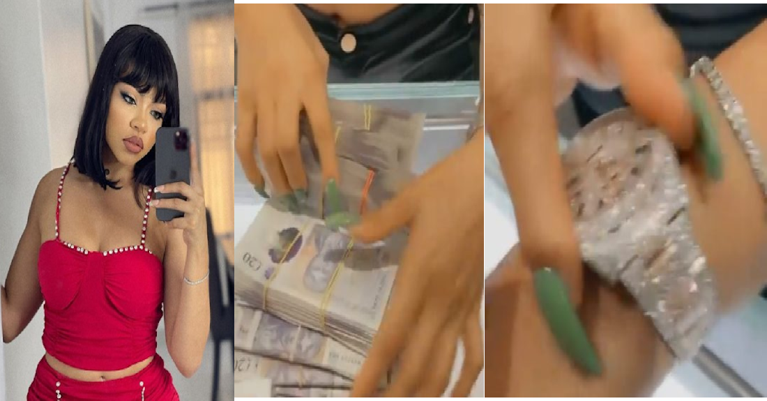 Nengi Flaunts Huge Money And New Diamond-encrusted Watch (Video)