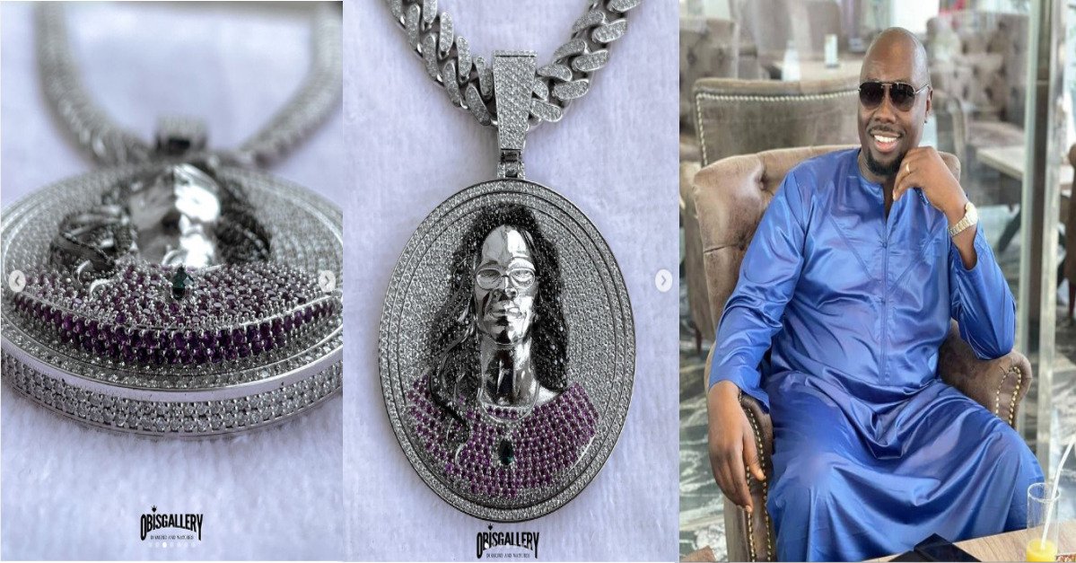 Nigerian Billionaire, Obi Cubana Acquires Customized Diamond Necklace Worth Over N40m To Honour His Late Mother(Photos)