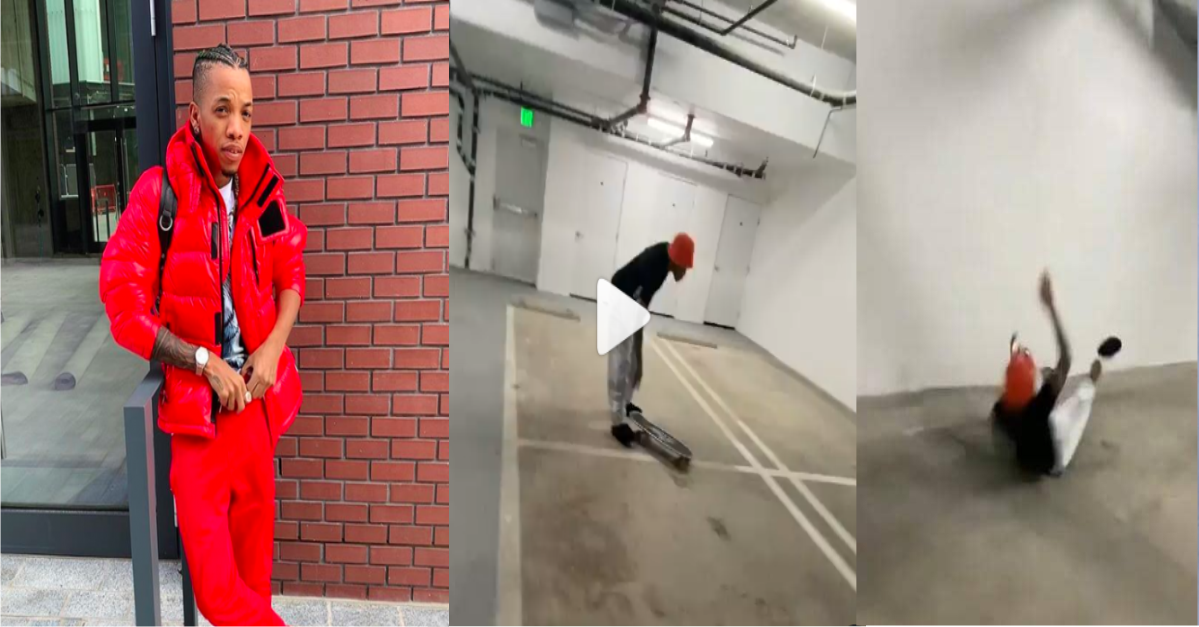 Moment Tekno Tried Skateboarding For The First Time (Video)