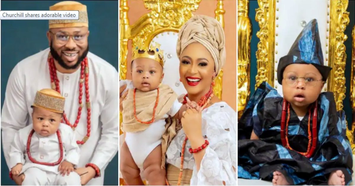 Olakunle Churchill, Tonto Dikeh's ex-husband Finally Unveil Son's Face as Family Grace Magazine Cover