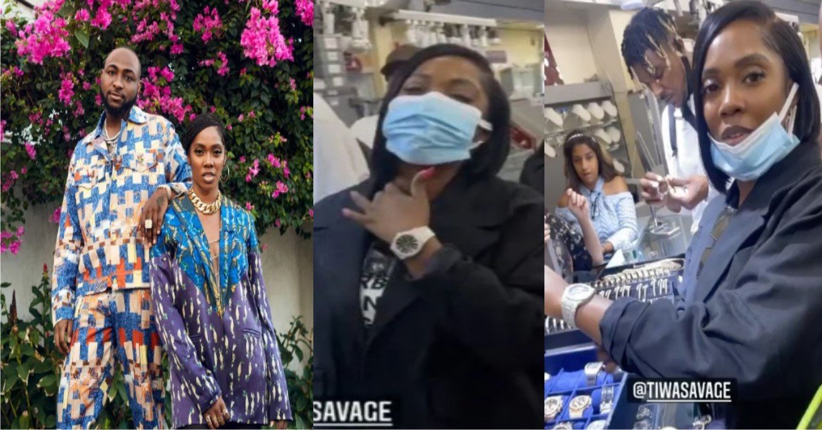 VIDEO: “E Choke!!” – Davido Hails Tiwa Savage After She Splurged Her Son’s 'School Fees' On Diamond Jewelries