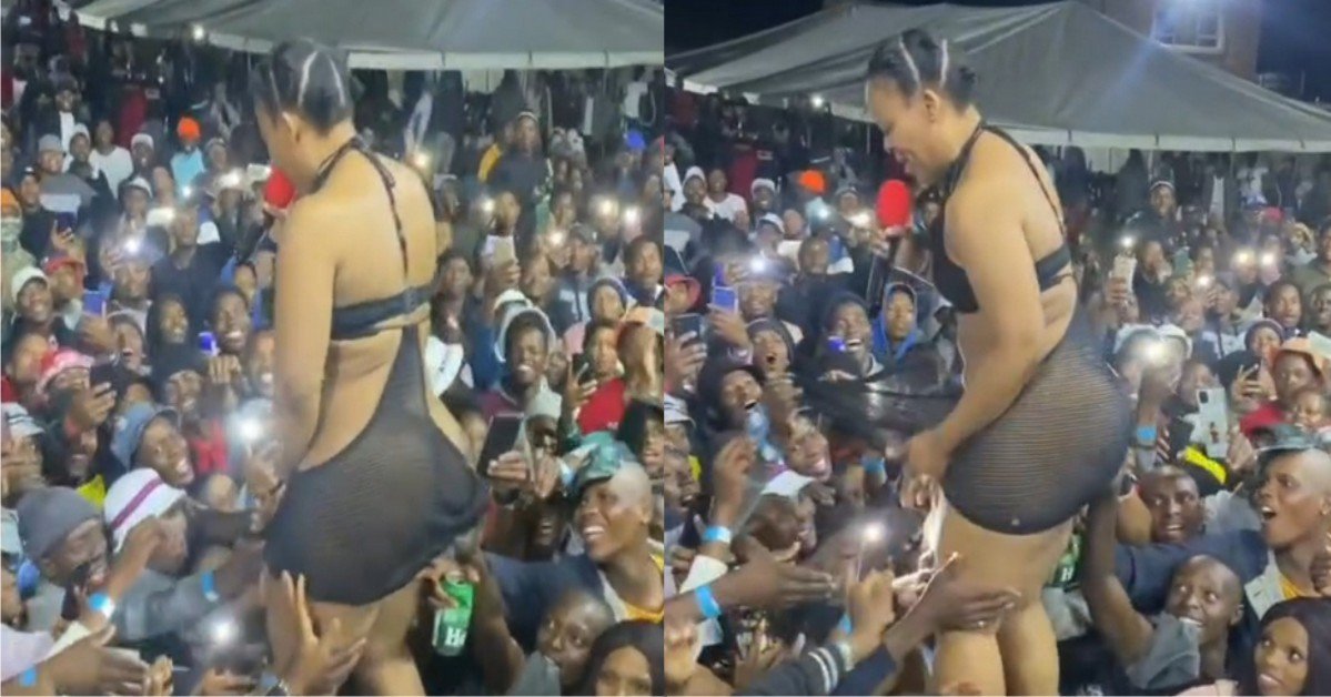 VIDEO: Pantless Dancer, Zodwa Wabantu allows fans dip their hands between her thighs as she performs in skimpy see-through piece