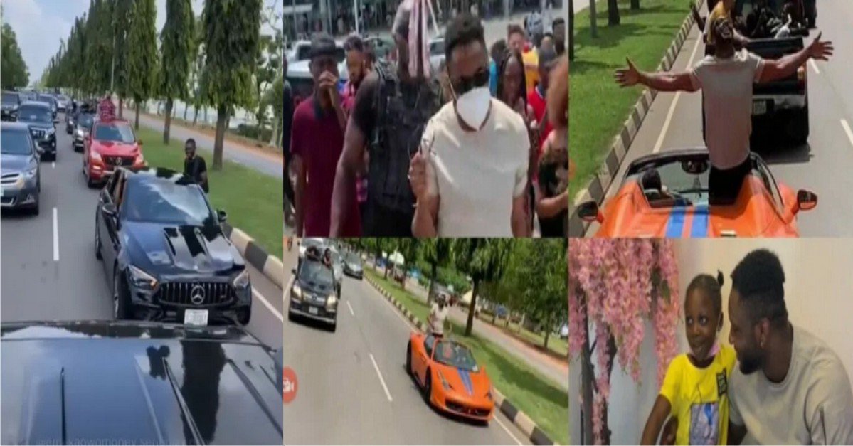 VIDEO: BBNaija Star, Cross Cruises In Lamborghini As He Receives Grand Welcome In Abuja