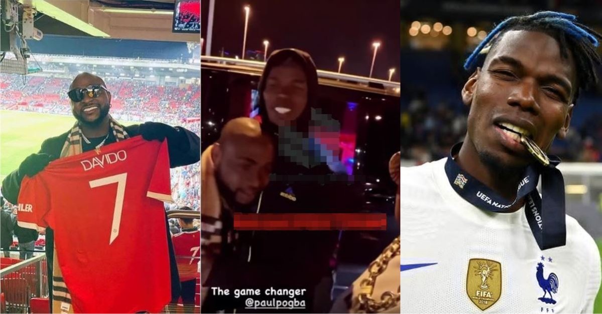 Moment Davido Meets Man United Star, Paul Pogba After Game Against Atalanta (VIDEO)