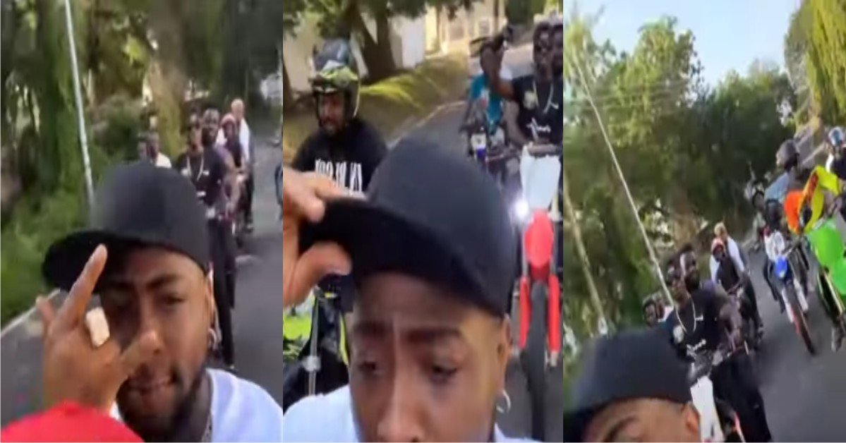 Davido And Crew Conveys On 'Okada' Through The Streets Of Accra(Video)