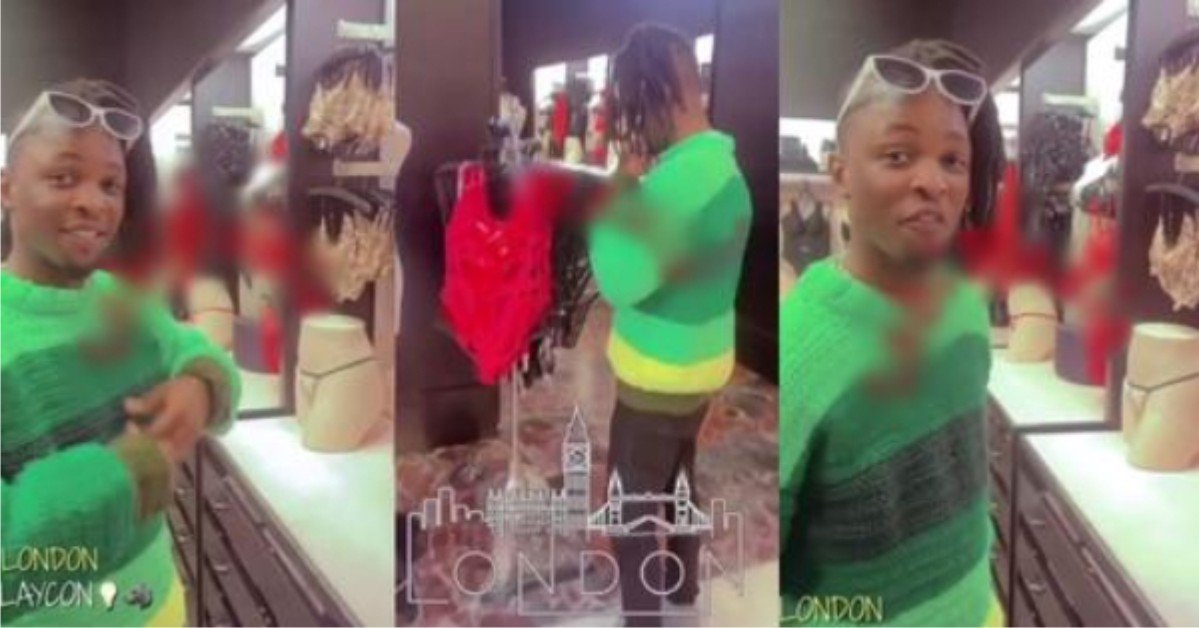 "He wants to buy pant and bra for nengi" - Reactions As BBNaija's Laycon Is Spotted At A Lingerie Store In London (video)