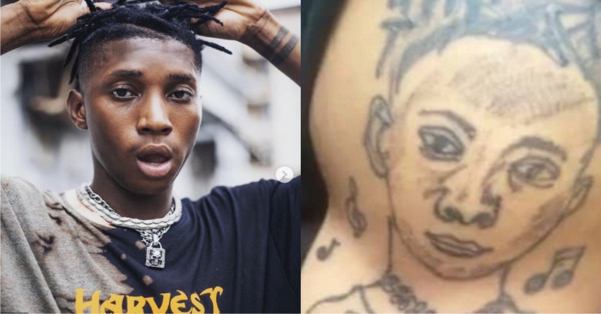 VIDEO: "na cashew dem use" - Reactions As Fan Tattoos Bella Shmurda’s Face on His Arm