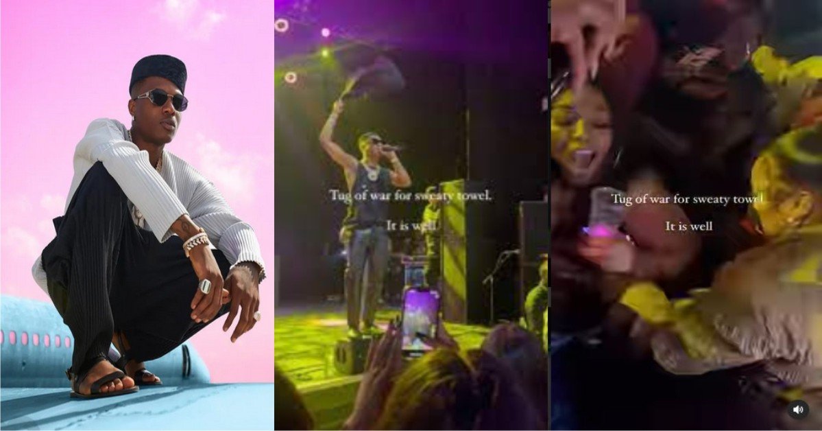 VIDEO: Moment Ladies Fight Over Wizkid’s Sweaty Towel During London Concert