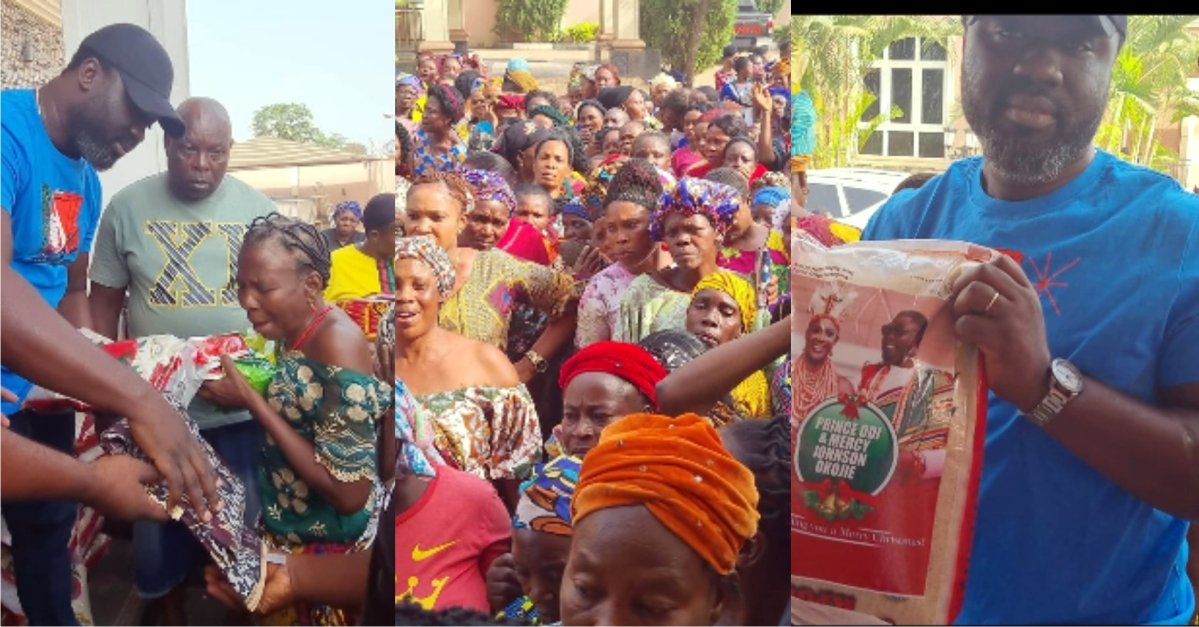 Prince Odi & Mercy Johnson Okojie Foundation Hosts Widows, Share Out Food Items (Video)