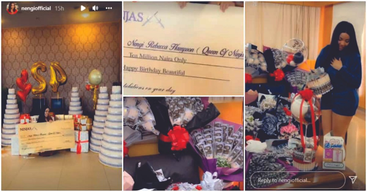 E-Choke As Nengi's Fans Gifted Her 10million Naira, Money Cakes, And Other Things For Her Birthday