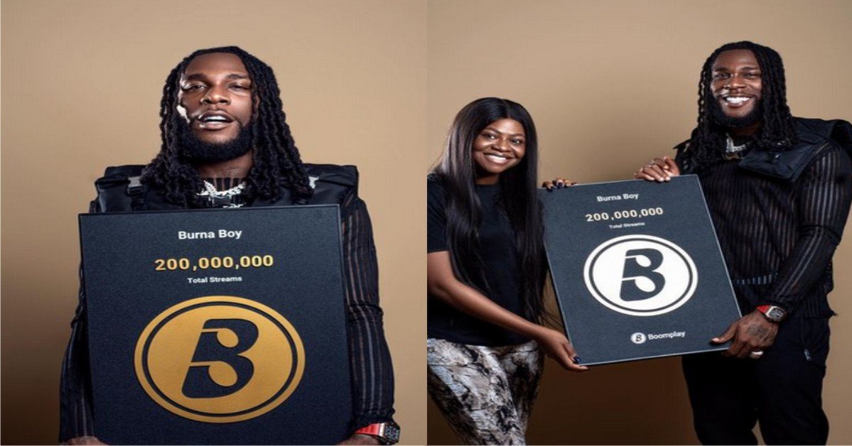 Burna boy Becomes First African Artiste To Hit 200 Million Streams On Boomplay