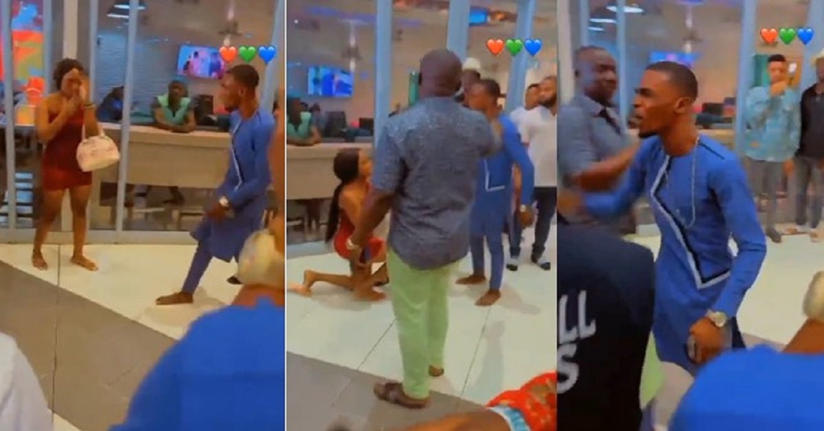 Valentine Drama As man Catches His Girlfriend On Date With Another Guy After Telling Him She Won’t Go Out (Video)