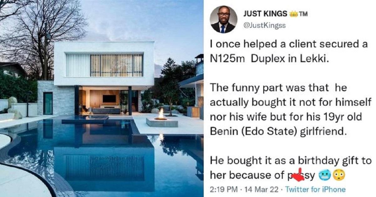 Married Man Reportedly buys N125m Duplex for His 19-year-old sidechick Bcos of Puna