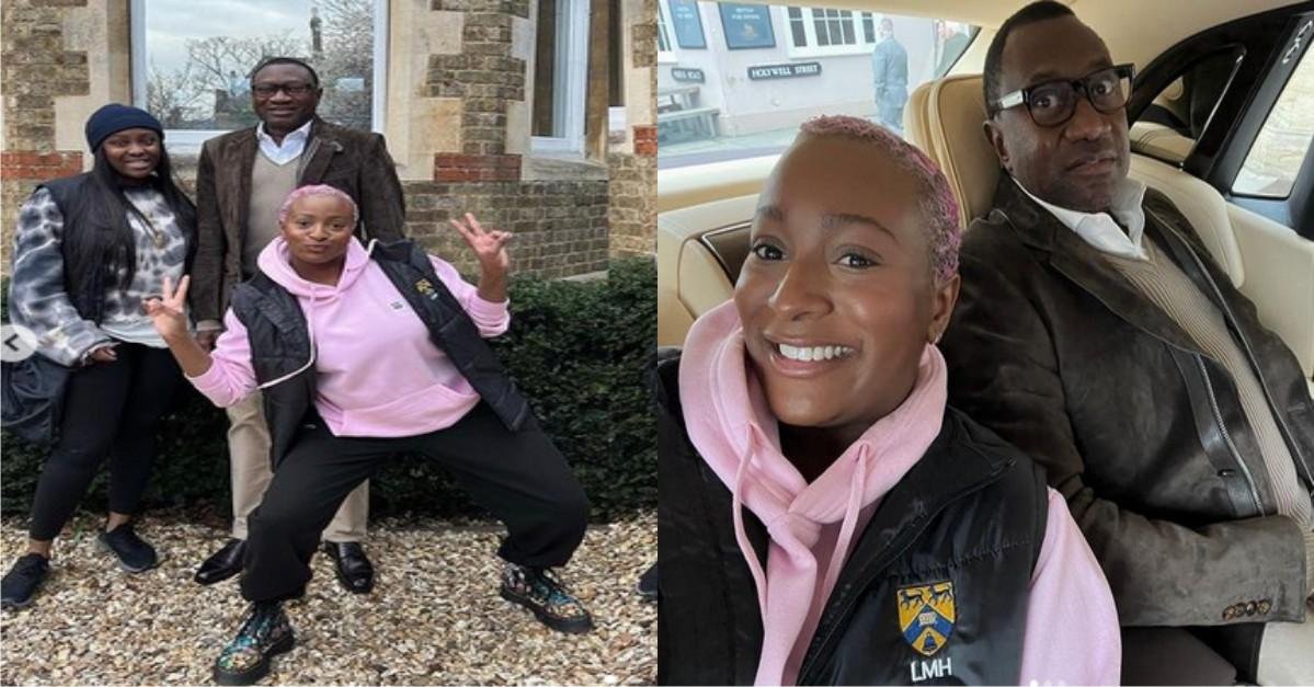 The King has arrived: DJ Cuppy's Billionaire Father, Femi Otedola Visits Her At Oxford (Photos)