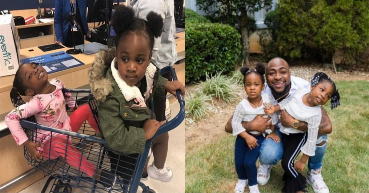 Davido Overjoyed As His Daughters, Imade And Hailey Arrive London Ahead Of His O2 Arena Concert