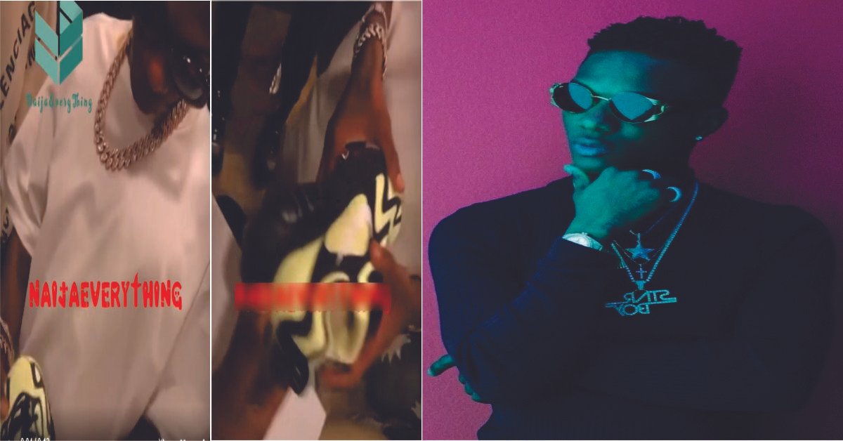 Nigerian Man Gifts Customized Sneakers to Wizkid in New York (Video)