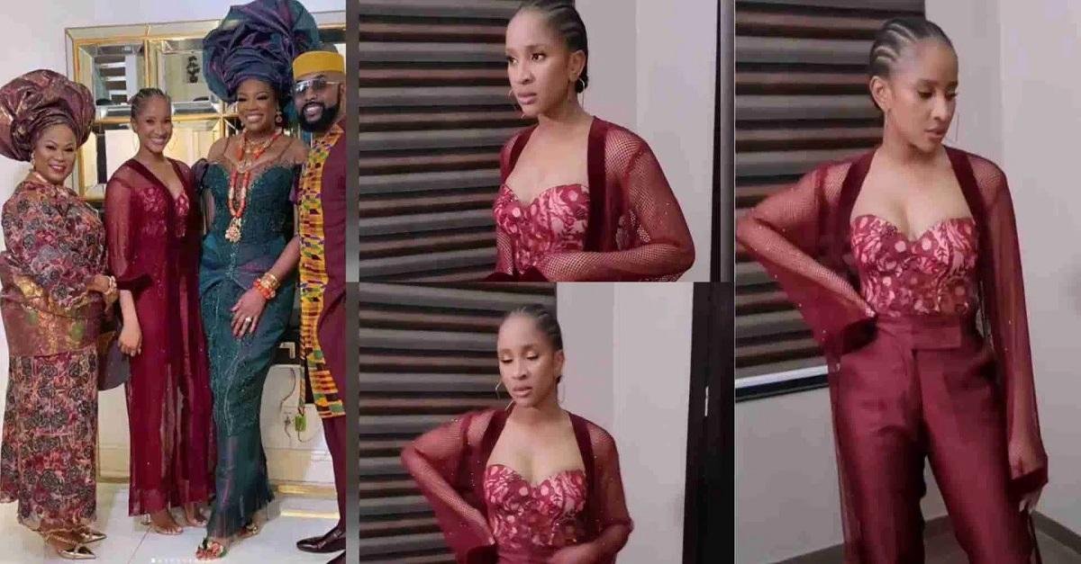 Adesua Etomi Criticized Over Choice of Outfit To Kemi Adetiba’s Wedding Ceremony