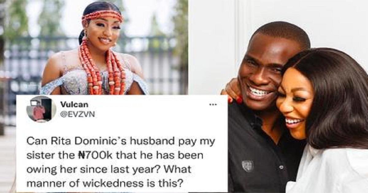 Twitter User calls out Rita Dominic’s husband over alleged unpaid N700k debt