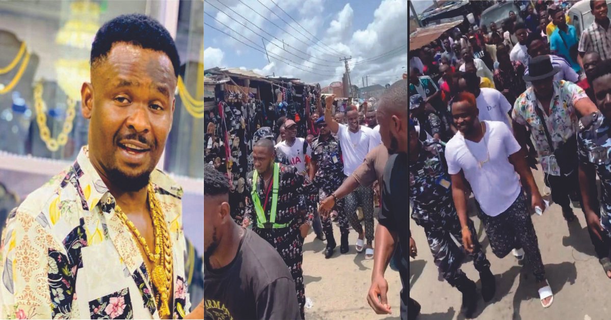 "Clear Road" - Actor Zubby Michael Says As He Storms A Popular Market In Lagos State, See Why