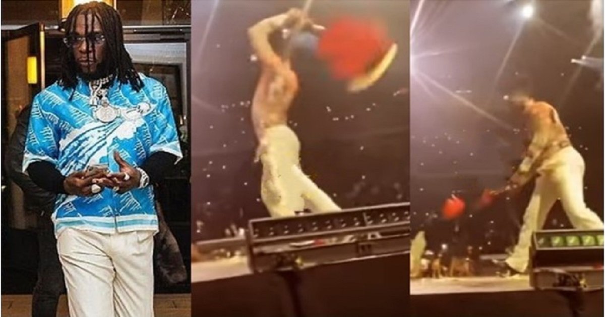 "Na part of the performance" - Reactions As Burna Boy Smashes Guitar On Stage During Performance (Video)