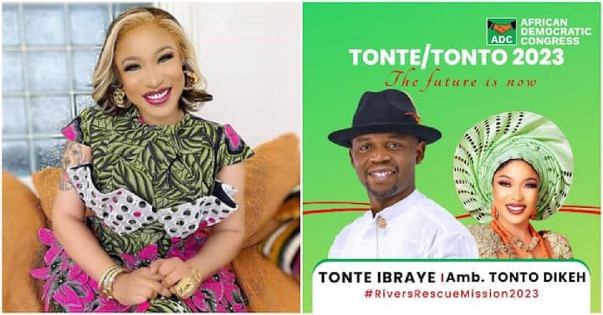E! Shock As Tonto Dikeh Drops Campaign Poster to Run for Deputy Governor of Rivers State