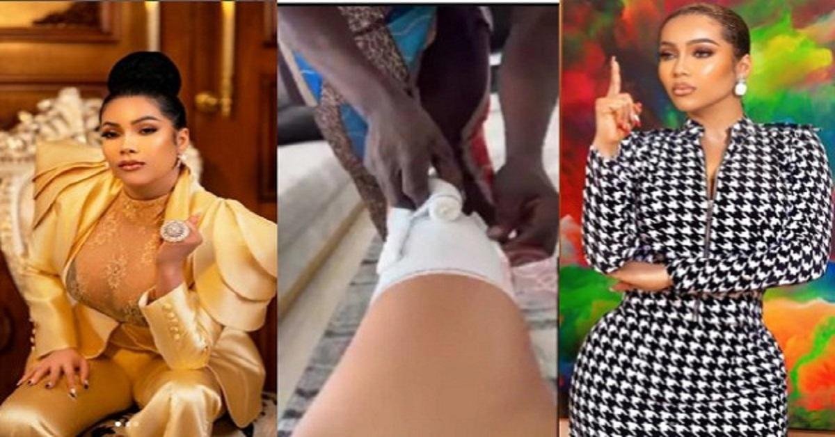 Bbnaija’s Maria Chike Visits Native Doctor As Medical Practitioners Fail To Treat Her Knee Dislocation (Video)
