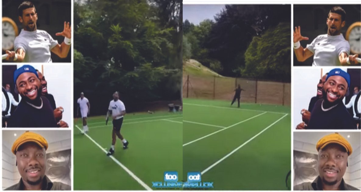 Video of Davido Seen Playing Lawn Tennis With Obi Cubana, Kiddwaya, and Others Goes Viral