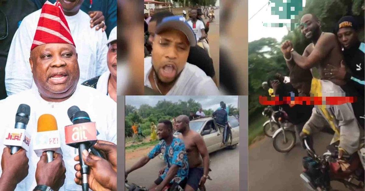 Davido, B-red, Isreal DMW, Others Mount Motorcycles As Ademola Adeleke Is Declared Winner of Osun Elections (VIDEO)