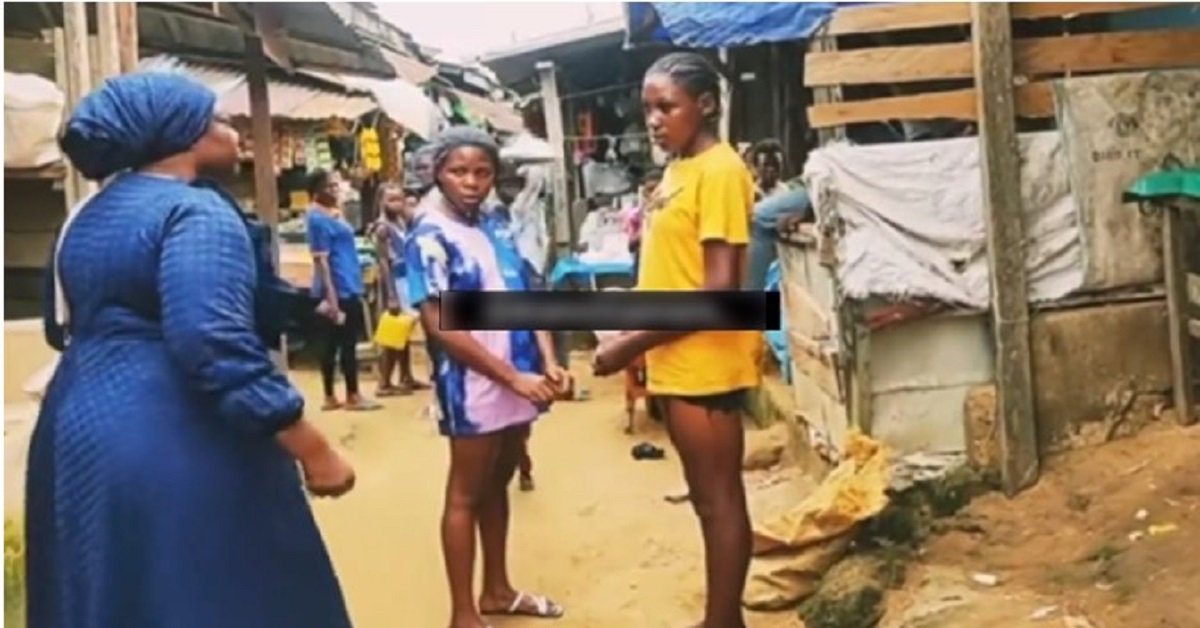 Female Evangelist scolds two girls at the market for ‘dressing indecently’ (Watch video)