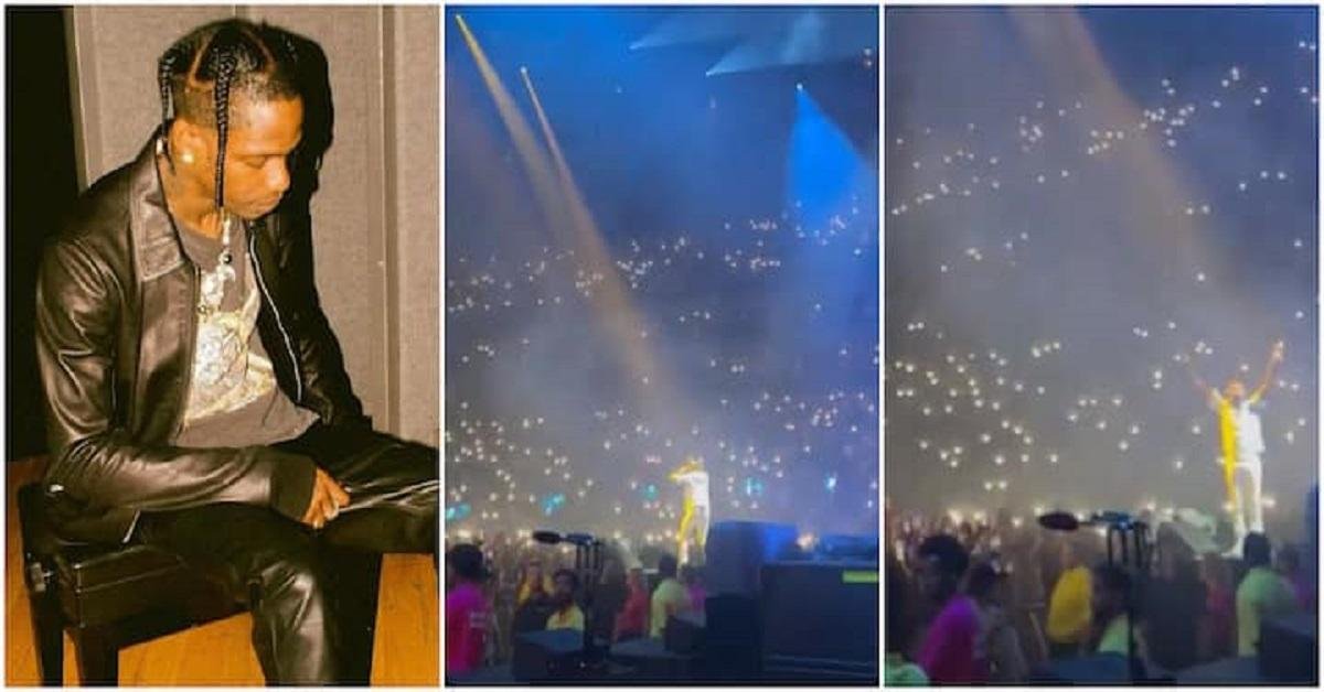 "Davido stole the show" - Crowd goes wild as Travis Scott brings singer out