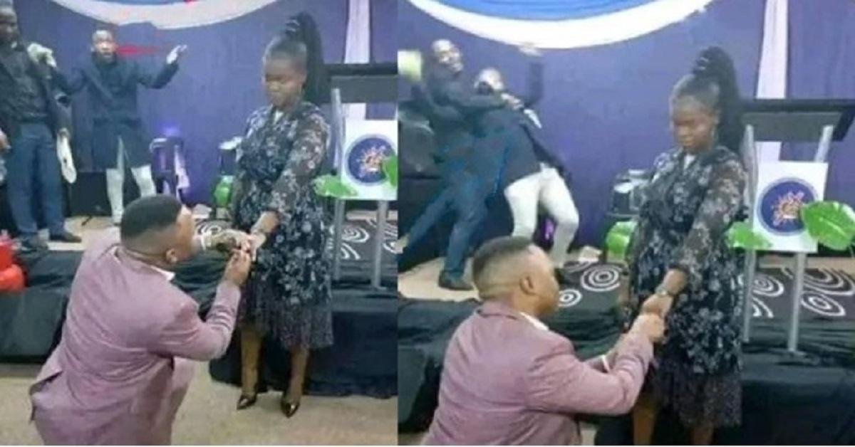 Trouble As Assistant Pastor Faints After Head Pastor Proposes to his Girlfriend