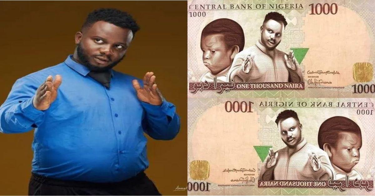 “Thanks for the privilege” – Sabinus shares sample of HIS new N1000 notes following news of CBN redesigning Naira (Photo)