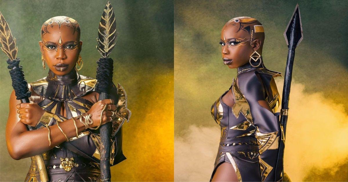 "Amazon Warrior"- BBNaija Prince and others react as Allysyn recreates Iconic Movie look