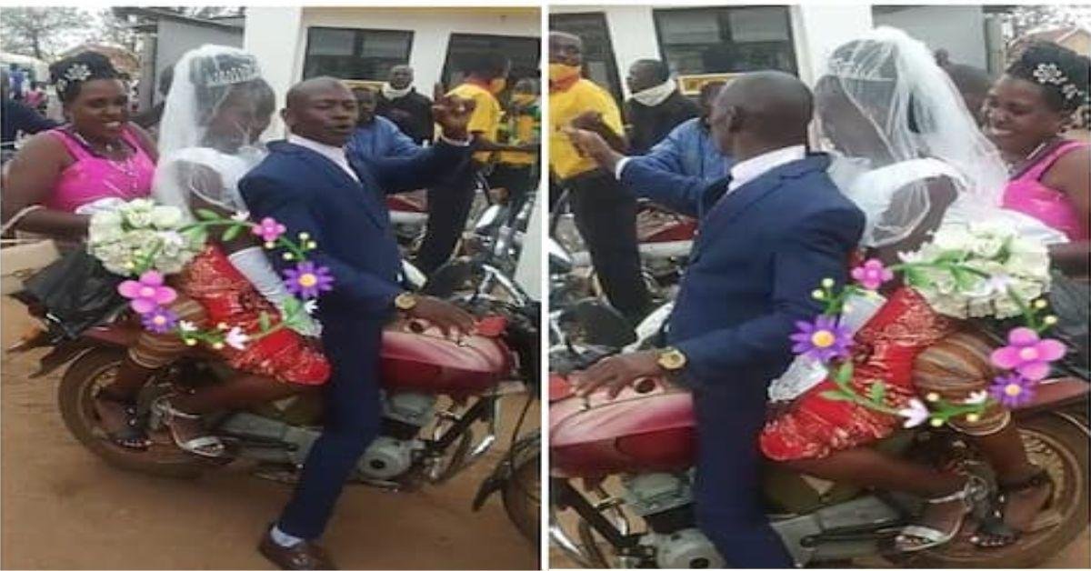 "True love": Man carries his bride on Okada, rides her to their wedding in video