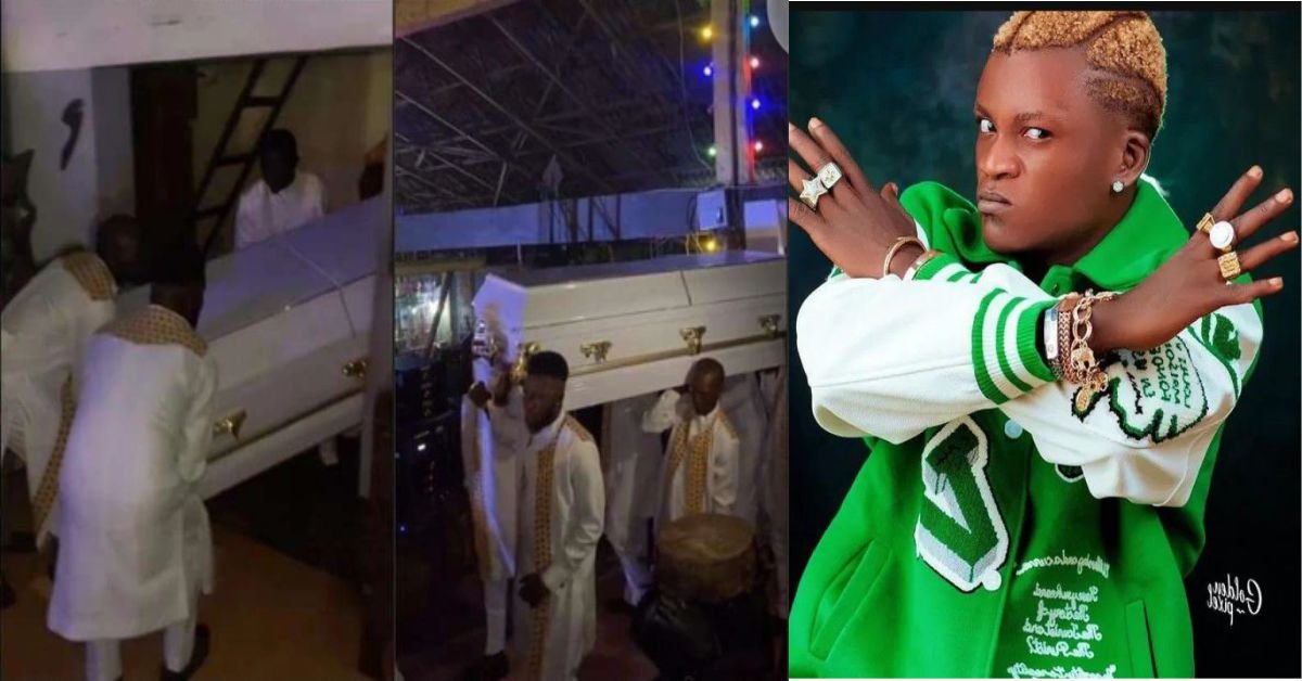 Reactions As Portable Arrives On Stage In A Coffin At His Concert