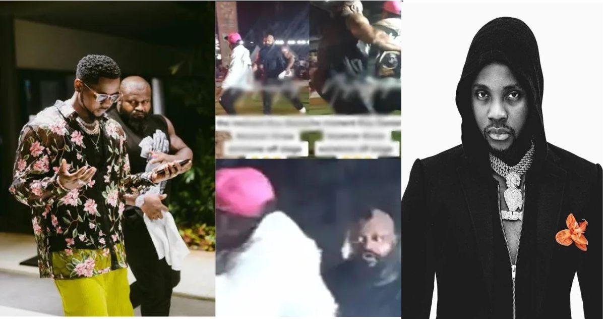 “This is disheartening” – Reactions as Kizz Daniel’s bodyguard throw a fan off stage after trying to dance with the singer (Video)
