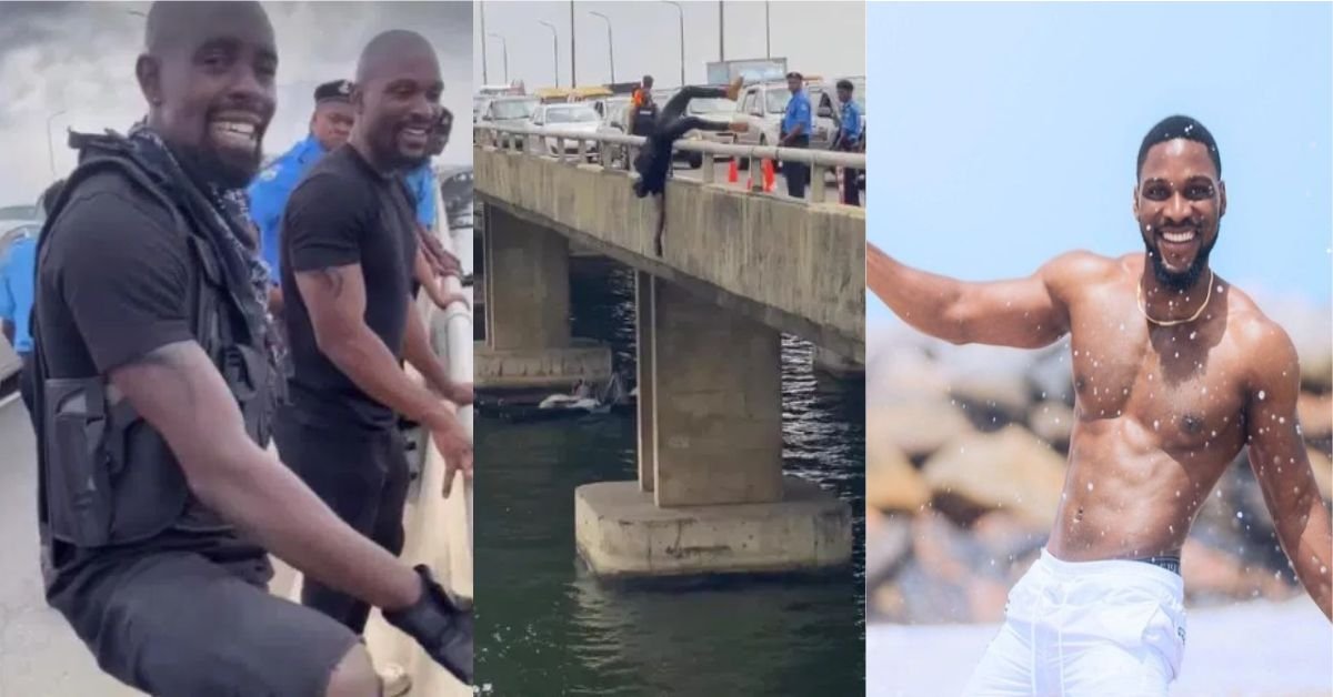 How Tobi Bakre’s stunt double in the movie, Brotherhood, fell from third mainland bridge (VIDEO)