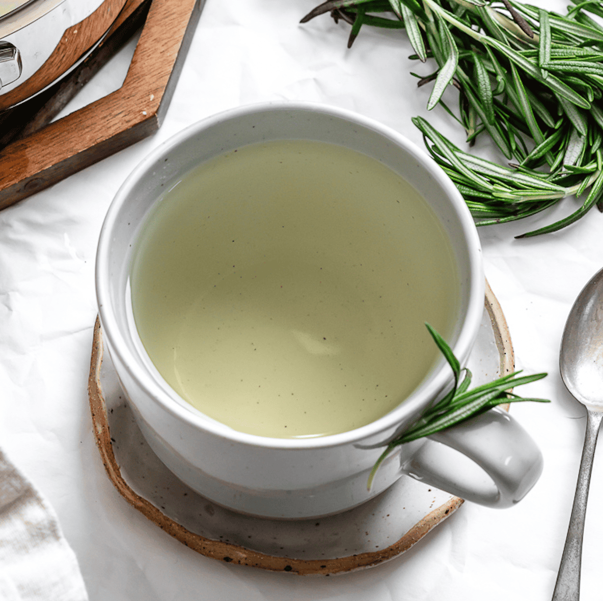 completed rosemary in a cup